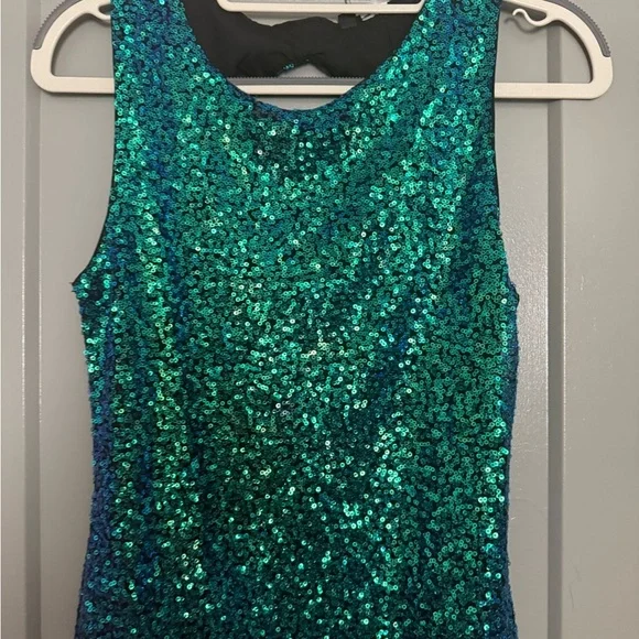 H&M Green Sequin Sheath Mini Dress - Picture 3 of 8